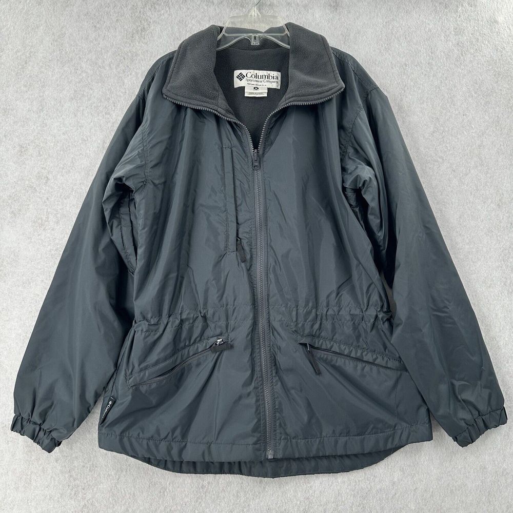 Columbia Jacket Womens MEDIUM Grey Full Zip Long‎ Sleeve Fleece Lined Coat
